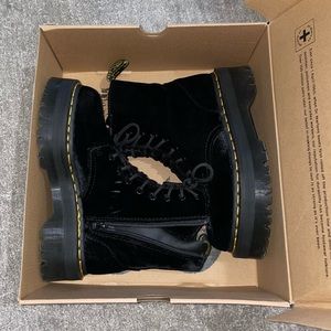 US Women’s Size 6 Jadon Black Velvet Platform Dr. Martens w/two pairs of laces